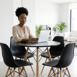 Modern Round Glass Dining Table And Chair Set - Grey