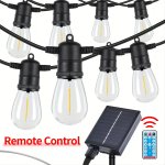 13.11 30.48METER Solar String Lights With 10 30 Shatterproof S14 LED Bulbs 30.48METER 30BULBS Solar Remote Control String Lights