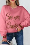 Peach Blossom See You Cowboy Embroidered Western Graphic Sweater - Peach Blossom XL UK14-16 SA38-40