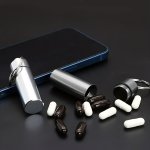 1PC Waterproof Stainless Steel Portable Medicine Bottle With Sealed Medicine Cartridge And MINI Medicine Box - Safe Storage Of M