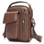 Genuine Leather Crossbody Bag - 7512 Casual Coffee Satchel