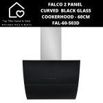 Falco 2 Panel Curved Black Glass Cookerhood - 60CM FAL-60-S03D