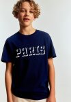 Printed Cotton T-Shirt - Dark Blue & Paris