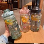 1PC 2000ML Motivational Water Bottle With Time Marker Leakproof Bpa-free Ppsu Large Capacity Sports Water Jug For Gym Fitness Ou