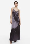 Lace-detail Satin Slip Dress - Dark Grey