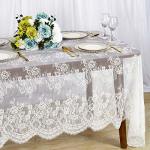 Shinybeauty White 2-PACKS Rectangular Lace Tablecloth Nylon 60X126-INCH Table Decor For Baby Shower Wedding Thanksgiving