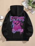 Cartoon Bear Print Hoodie Drawstring Casual Hooded Sweatshirt For Spring & Fall Women's Clothing
