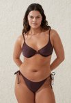 Cotton On Fixed Tie Side Brazilian Bikini Bottom - Willow Brown Shimmer