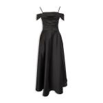 Black Glitter Draped Sleeve Dress
