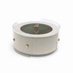 Round Acrylic & Leather Trinket Box Cream