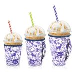 Ajltpa Iced Coffee Sleeve Insulator Sleeves For Cold Drinks Beverages 3 Pack Reusable Neoprene Cup Sleeve With Handle For 16-32O