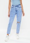 Missguided Riot Single Busted Knee Mom Jean - Blue