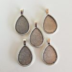 Ant-silver Closed Frame Pendant Teardrop 5PCS 25X18MM
