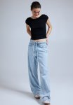 Sheer Ribbed T-Shirt - Black