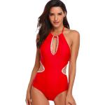 Womens Elegant One Piece Swimsuit In Red - XL