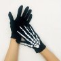 1PAIR Halloween Skull Five Fingers Gloves Cosplay Skeleton Show Gloves Horror Skull Claw Bone Gloves