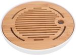 Round Shape Wooden Tea Drainage Tray Compact White Melamine Chassis