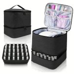 Nail Polish Organizer Double-layer Nail Tools And Nail Dryer Case Nail Polish Carrying Case With Dividers Essential Oil Storage