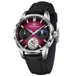 Men's Eclipse Automatic Skeleton Leather Fluorine Watch Red