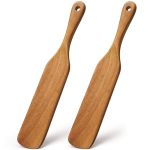 2 Pack Wooden Spurtle For Sourdough Starter Wood Thin Spatula Mixing Tool Sour Dough Whisk Mixer Warmer Bread Accessories Jar Sp