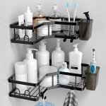 Corner Shower Caddy 2 Pack Adhesive Shower Corner Organizer Shelves No Drilling Stainless Steel Shower Storage Rack With Hooks&t