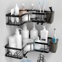 Corner Shower Caddy 2 Pack Adhesive Shower Corner Organizer Shelves No Drilling Stainless Steel Shower Storage Rack With Hooks&toothpaste Holder For Bathroom Dorm And Kitchen