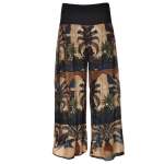 Palm Print Double Layer Silky Pants - Navy Free