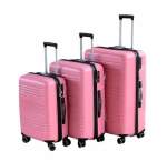 Smte Le Emporer 3-PIECE Suitcase Set Unbreakable Pp Material Luggage Blush Pink With Keychain