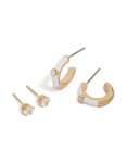 Goldair Gold White Hoop & Diamante Stud Earrings Set