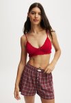 Cotton On Flannel Boyfriend Boxer Short - Warm Cherry Navy Odie Check