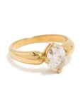 Waterproof Gold Plated Stainless Steel Cubic Zirconia Thick Oval Ring - M l