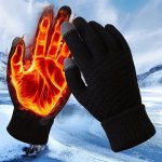 1 Pair Knit Thermal Winter Gloves Solid Color Touch Screen Thickened Sports Gloves For Cycling & Hiking