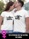 Couple's Matching Crown Print T-shirts - Polyester Blend Knit Fabric Short Sleeve Crew Neck Casual Style Regular Fit Summer Wear