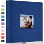 Artfeel Photo Album Self Adhesive Scrapbook Album For 3X5 4X6 5X7 8X10 Pictures 60 Pages Linen Cover With Display Window Diy Pho