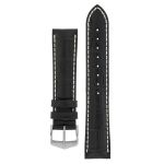 Modena Alligator Embossed Leather Watch Strap In Black - 24MM Silver