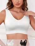 Esselegance 2PCS Wireless Sports Bras - Seamless High Support Push-up Side Control Stretchy Nylon & Elastane Removable Pads Mach