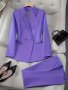 Solid Color Double-breasted Elegant Suit Lapel Neck Long Sleeve Blazer & Tapered Trousers Women's Clothing