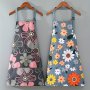 1PC Oil-proof And Waterproof Apron Floral Print Apron For Gardening & Cooking