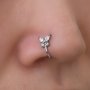 Personality Butterfly Clip On Nose Ring Inlaid Shiny Zirconia Animal Theme Fake Piercing Nose Ring