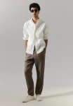 Regular Fit Linen Trousers - Dark Beige