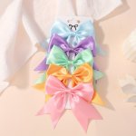 5PCS Sweet Candy Colored Bow Hair Clips Suitable For Party Holiday Hair Styling Perfect Gifts For Girls