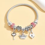 Pretty Key Lock Crown Pendant Bracelet Alloy Jewelry Vintage Bohemian Style Suitable For Women Valentine's Day Gift