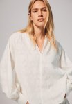 Jacquard-weave Blouse - White