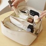 Travel Makeup Bag Organizer Large Capacity Portable Cosmetic Case Easy To Install Everyday Makeup Elegant Pu Leather Pillow Desi