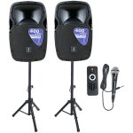 Imix Party 10A 10" Active Speaker Set W Stands And MIC - A1 Sound