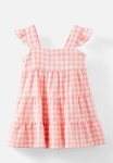 Cotton On Annie Woven Ruffle Sleeve Tiered Dress - Coral Dreams gingham
