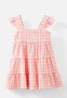 Cotton On Annie Woven Ruffle Sleeve Tiered Dress - Coral Dreams/gingham