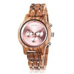 Bobo Bird Women Wooden Watches Luxury Wood Metal Strap Chronograph & Date Display Quartz Watch Fashion Zebra Wood Casual Busines