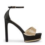 Black & Gold Embroidery Platform Sandal
