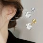 4pcs Faux Crystal Inlaid Faux Diamond Zircon Stainless Steel Earrings 4 Prong Titanium Steel Metal Thread Ear Bone Nails